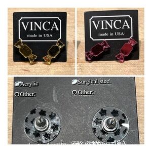 Lot of 2 - Bon bon candy Pierced Stud Earrings in Mirror Gold and Pink